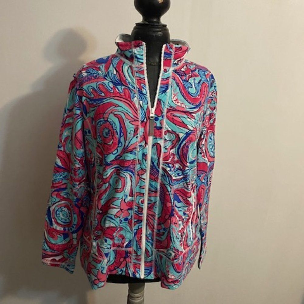 Talbot Pink/Blue/White sweat jacket, size 1X